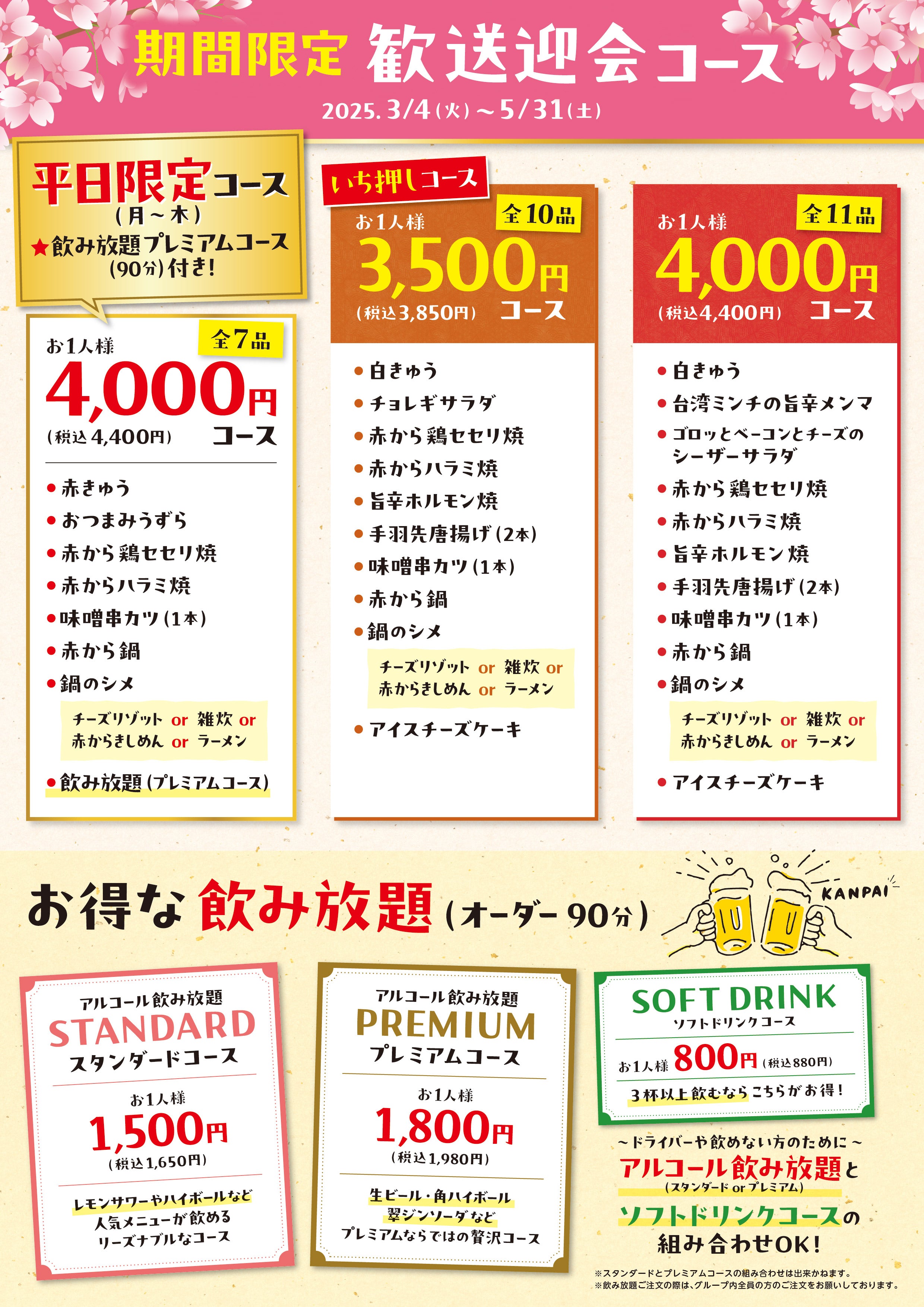 歓送迎会コース内容