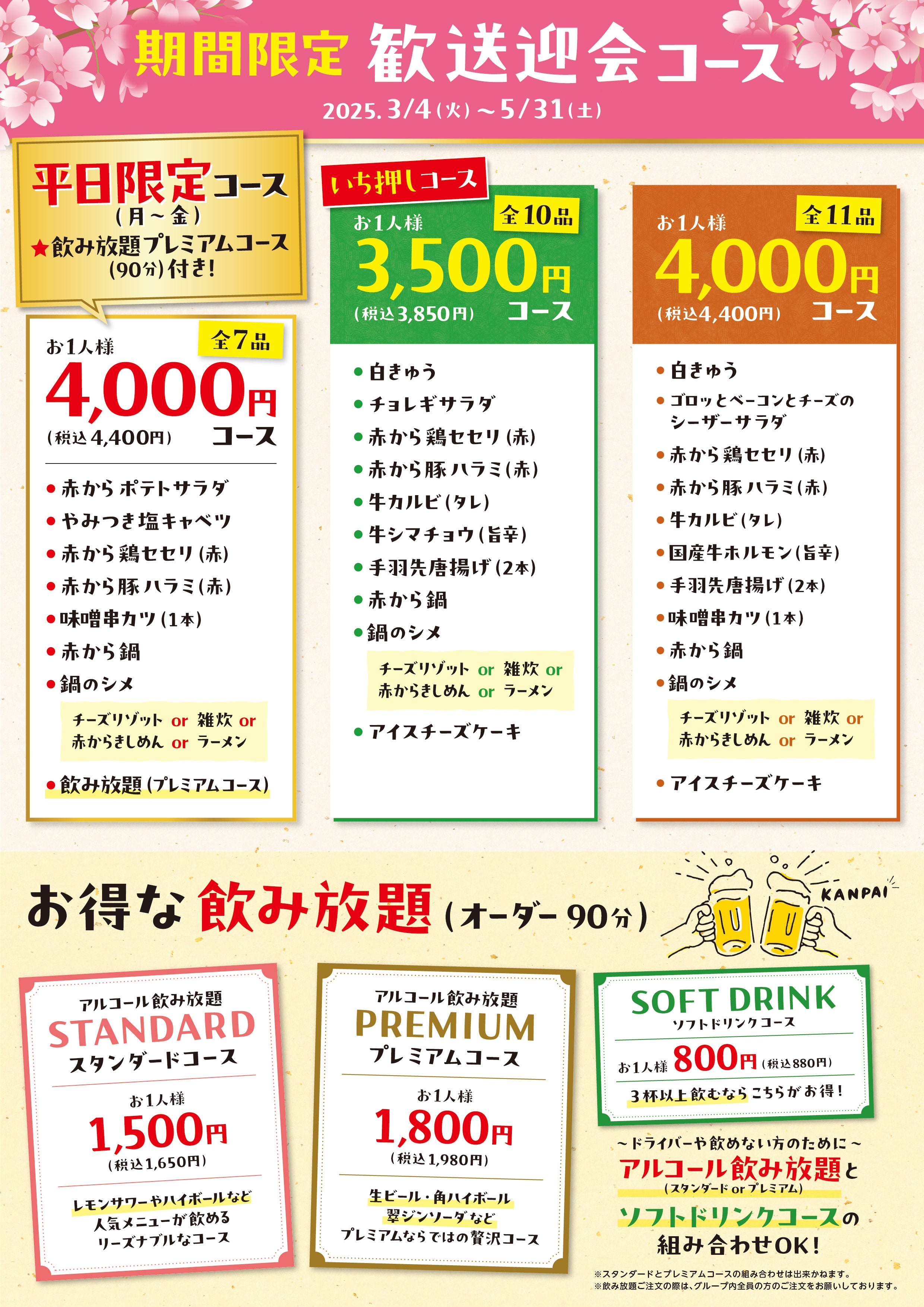 歓送迎会コース内容